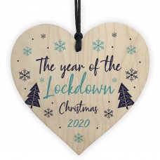 Lockdown Christmas Tree Decoration Wood Heart Memory Plaque