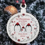 Personalised 1st First Family Christmas Wooden Bauble Tree Decor
