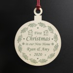 New Home Christmas Decoration Wood Bauble PERSONALISED Gift