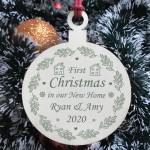 New Home Christmas Decoration Wood Bauble PERSONALISED Gift