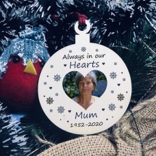 PERSONALISED Photo Christmas Tree Bauble Memorial Plaque