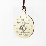 Personalised Wood Tree Bauble Christmas Decoration Gift For Him