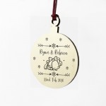 Personalised Wood Tree Bauble Christmas Decoration Gift For Him