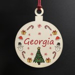 Personalised Christmas Wood Bauble For Daughter Son Baby