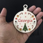 Personalised Christmas Wood Bauble For Daughter Son Baby