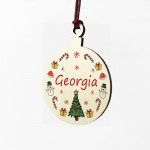 Personalised Christmas Wood Bauble For Daughter Son Baby