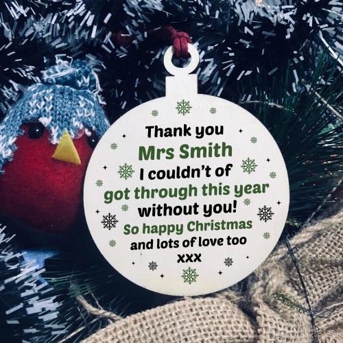 Personalised Christmas Thank You Gift For Teacher Assistant Wood