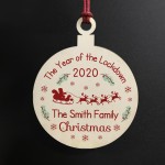 Personalised Christmas Year Of The Lockdown 2020 Wood Bauble