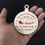 Personalised Christmas Year Of The Lockdown 2020 Wood Bauble