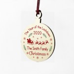 Personalised Christmas Year Of The Lockdown 2020 Wood Bauble