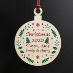 Personalised Wood Christmas Bauble Tree Decoration Family Names 