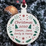Personalised Wood Christmas Bauble Tree Decoration Family Names 