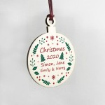 Personalised Wood Christmas Bauble Tree Decoration Family Names 