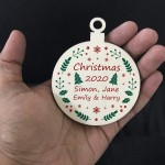 Personalised Wood Christmas Bauble Tree Decoration Family Names 