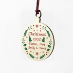 Personalised Wood Christmas Bauble Tree Decoration Family Names 