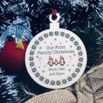 First Family Christmas Wood Bauble Xmas Tree Decoration Gift