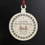 First Family Christmas Wood Bauble Xmas Tree Decoration Gift