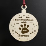 First Christmas Pet Wood Bauble PERSONALISED Dog Cat Pet Gift