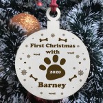 First Christmas Pet Wood Bauble PERSONALISED Dog Cat Pet Gift