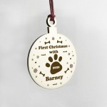 First Christmas Pet Wood Bauble PERSONALISED Dog Cat Pet Gift