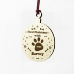 First Christmas Pet Wood Bauble PERSONALISED Dog Cat Pet Gift