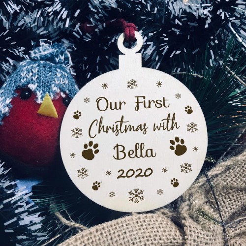 First Christmas With Dog Cat PERSONALISED Tree Decoration