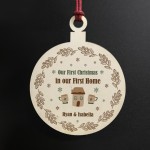 1st Christmas 1st Home Wood Bauble PERSONALISED Tree Decor