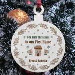 1st Christmas 1st Home Wood Bauble PERSONALISED Tree Decor