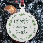 Xmas At The ANY NAME PERSONALISED Wood Bauble Tree Decor