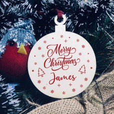 Christmas Bauble ANY NAME Personalised Wood Bauble Tree Decor