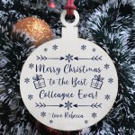 Xmas Gift For Colleague Wood Bauble Tree Decor PERSONALISED