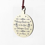 Xmas Gift For Colleague Wood Bauble Tree Decor PERSONALISED