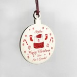 Babys 1st Christmas PERSONALISED Wood Bauble Tree Decor