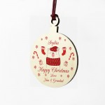 Babys 1st Christmas PERSONALISED Wood Bauble Tree Decor