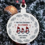 1st Christmas As A Family Wood Bauble PERSONALISED New Baby