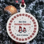 Couple Gift Wood Bauble Xmas Tree Decoration PERSONALISED