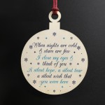 Memorial Plaque For Mum Dad Nan At Christmas Wood Bauble