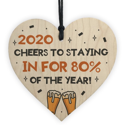 Funny Lockdown Quarantine Gift Wood Heart Birthday Christmas