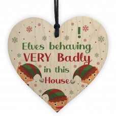 Funny ELF Sign Hanging Christmas Decoration Elf Accessories