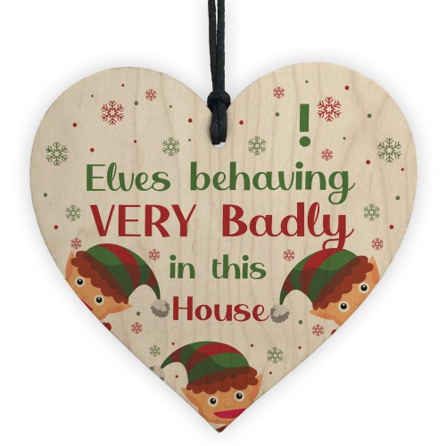 Funny ELF Sign Hanging Christmas Decoration Elf Accessories