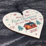 New Home Christmas Tree Decoration Heart Bauble PERSONALISED