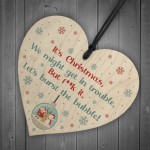 Funny Christmas Tree Decoration Lockdown Gift Wood Heart