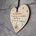 Funny Christmas Tree Decoration Lockdown Gift Wood Heart
