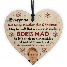 Funny Christmas Quarantine Sign Gift Wooden Heart Gift Of 2020