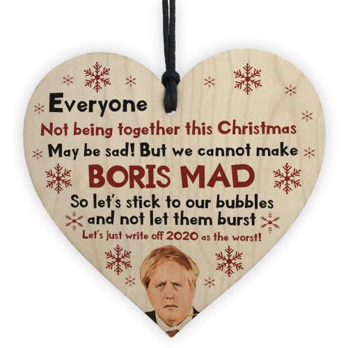 Funny Christmas Quarantine Sign Gift Wooden Heart Gift Of 2020