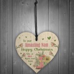 Happy Christmas To Nan Gift Wood Heart Gift From Grandchildren
