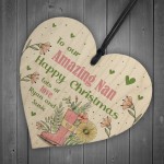 Happy Christmas To Nan Gift Wood Heart Gift From Grandchildren