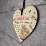 Happy Christmas To Nan Gift Wood Heart Gift From Grandchildren