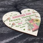Happy Christmas To Nan Gift Wood Heart Gift From Grandchildren