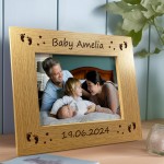 Newborn Baby 7x5 Personalised Frame Gift For New Mum Dad Baby 